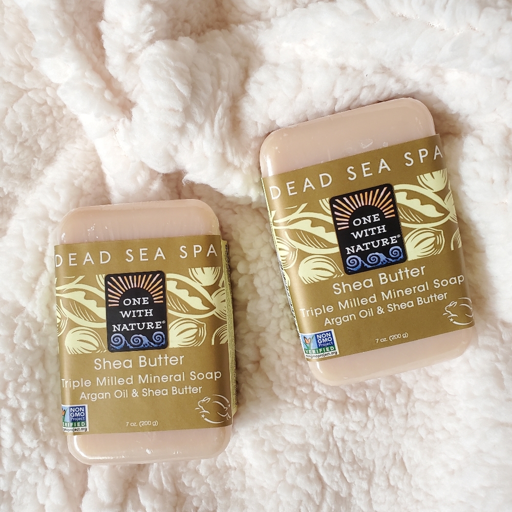 Dead Sea Spa Soap, Two bars, Argan Oil & Shea Butter Triple Milled 7 oz Bar Soap